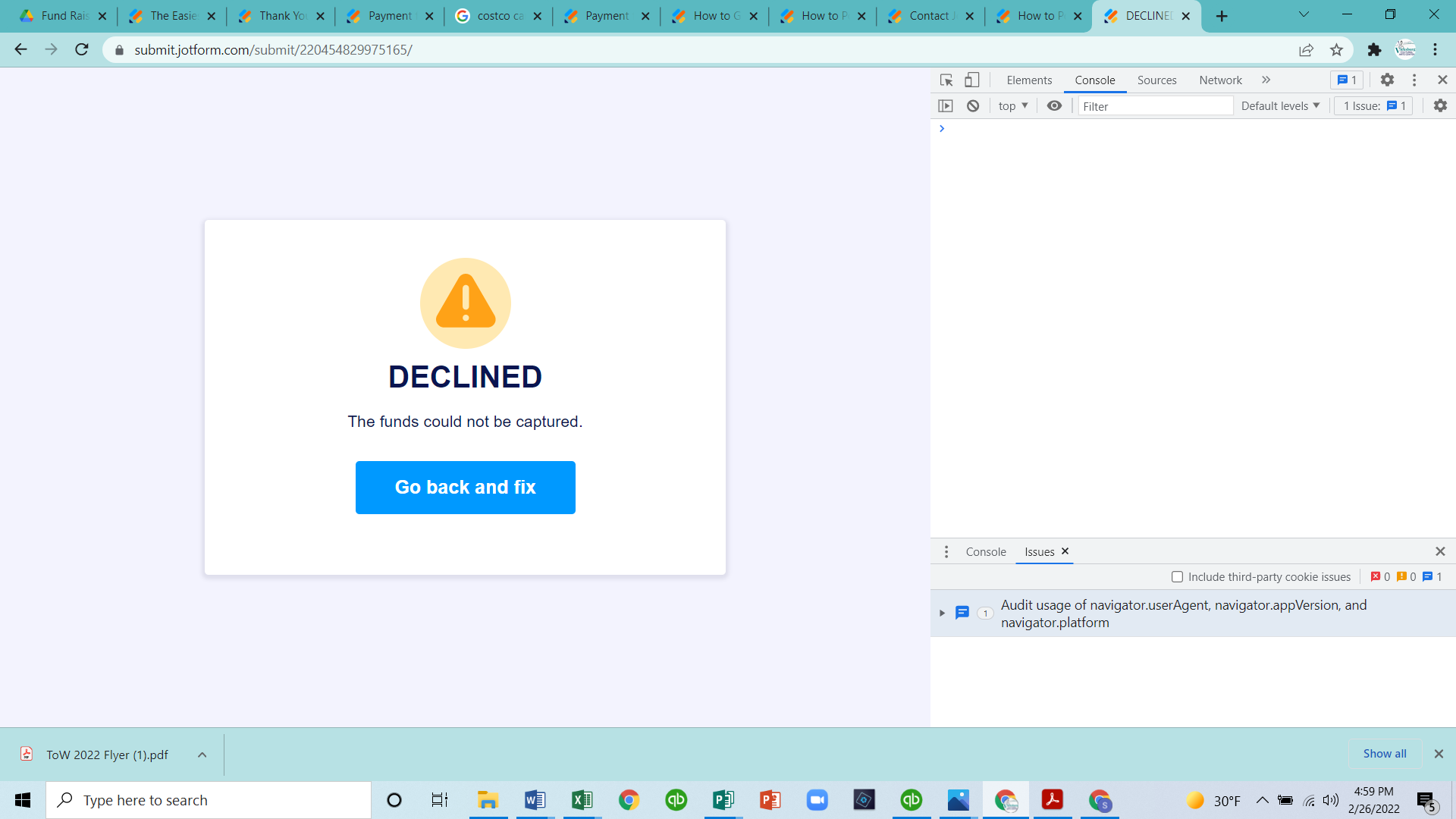 Costco Credit Card is declined